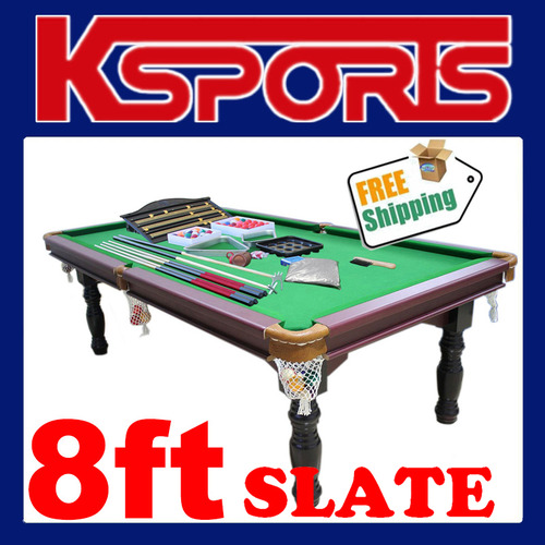 POOL TABLE 8FT SLATE BILLIARD SNOOKER TABLE WITH TABLE TENNIS TOP